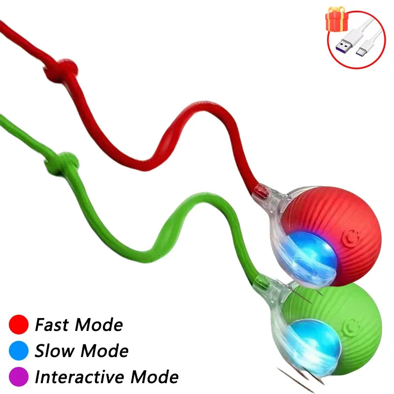 Self-Moving Automatic Cat Teaser Ball with Faux Tail Rechargeable Smart Sensor Cat additional angle