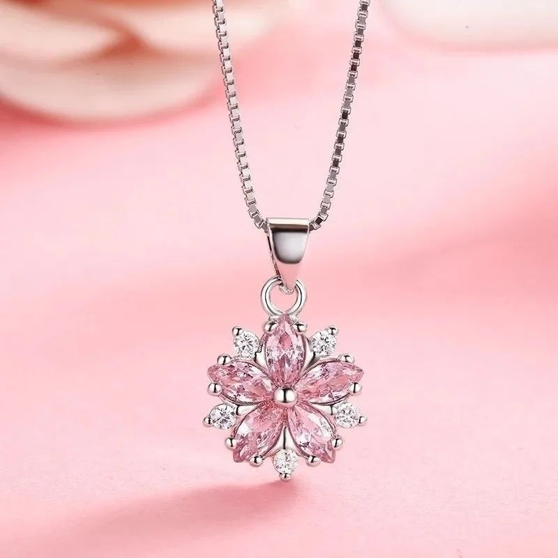 925 Sterling Silver Necklace Zircom for Women 18k Gold Plated Jewelry Pendant Birthda lifestyle view