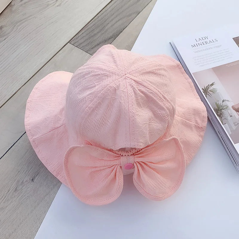 Sweet Baby Summer Hat for Girls | Cotton Fruit Print Kids Bucket Hat with Bowknot additional angle
