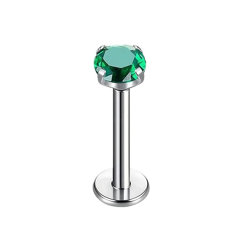 ASTM F136 Titanium 16G CZ Labret Lip Studs Helix Tragus Cartilage Flat Back Earrings Nos detail view