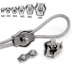 Waterproof Stainless Steel Wire Rope Clips | Single and Double Grips for M2-M6 Cable