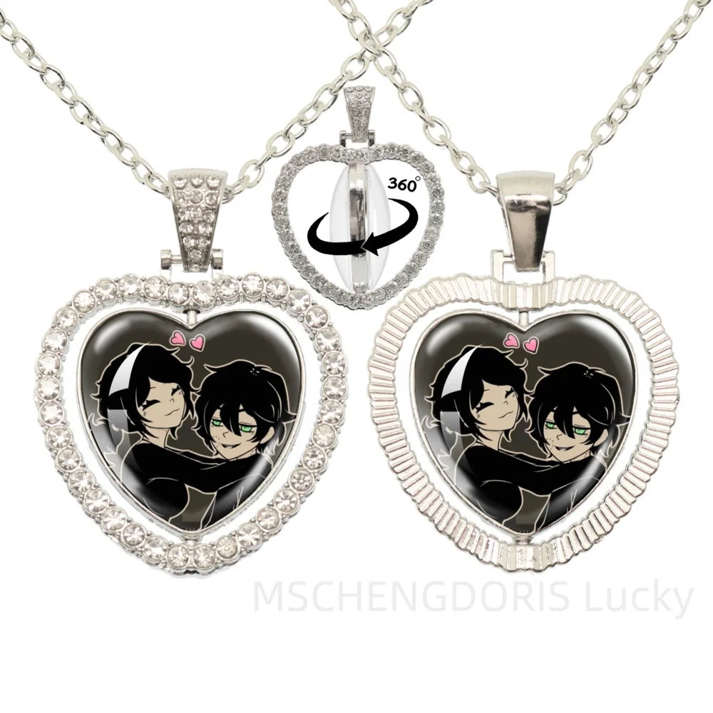 The Coffin Of Andy And Leyley Cosplay Necklace | Double Sided Glass Cabochon Heart Pe lifestyle view