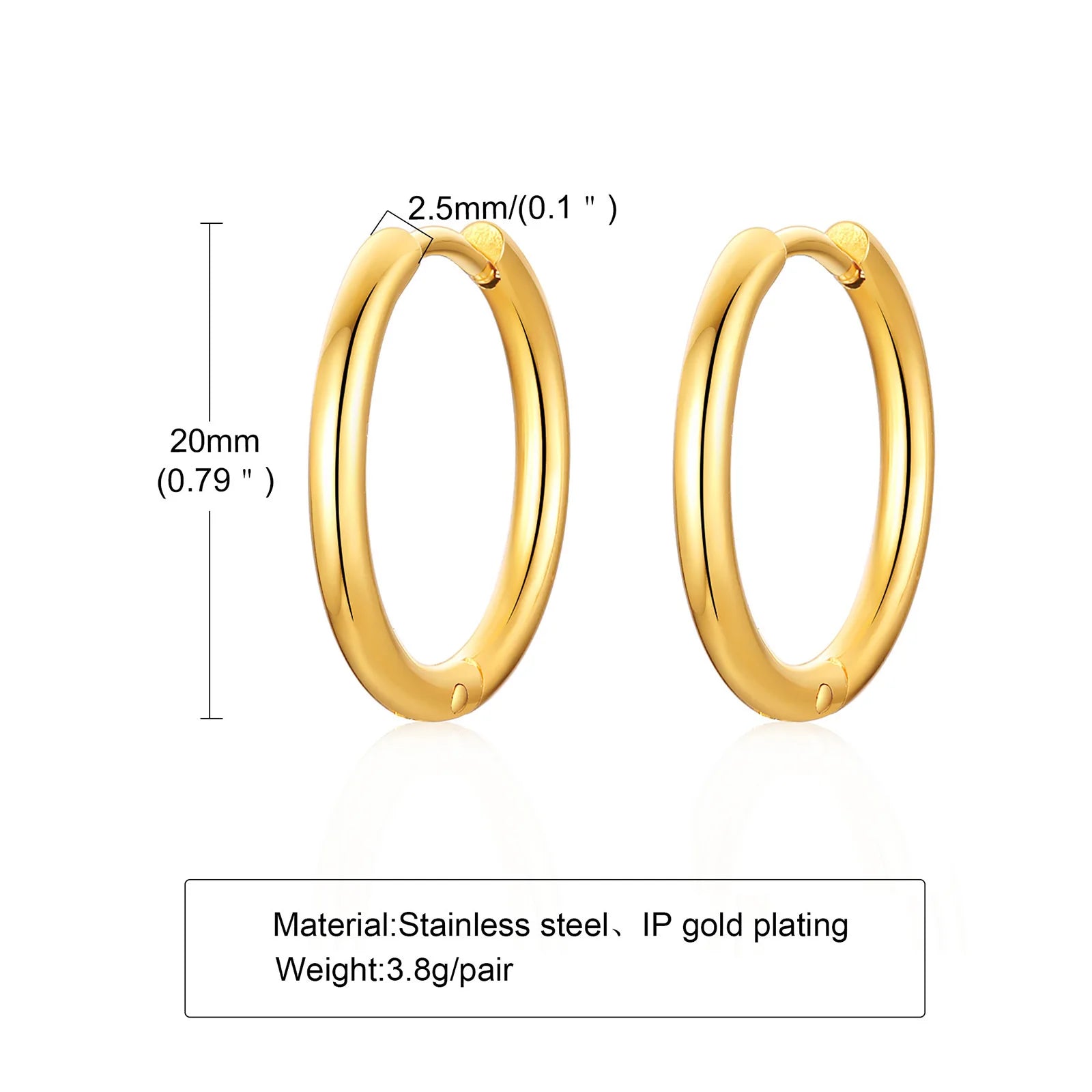 Classic Stainless Steel Hoop Earring for Men Boys | Anti Allergy Metal Huggies Earring detail view
