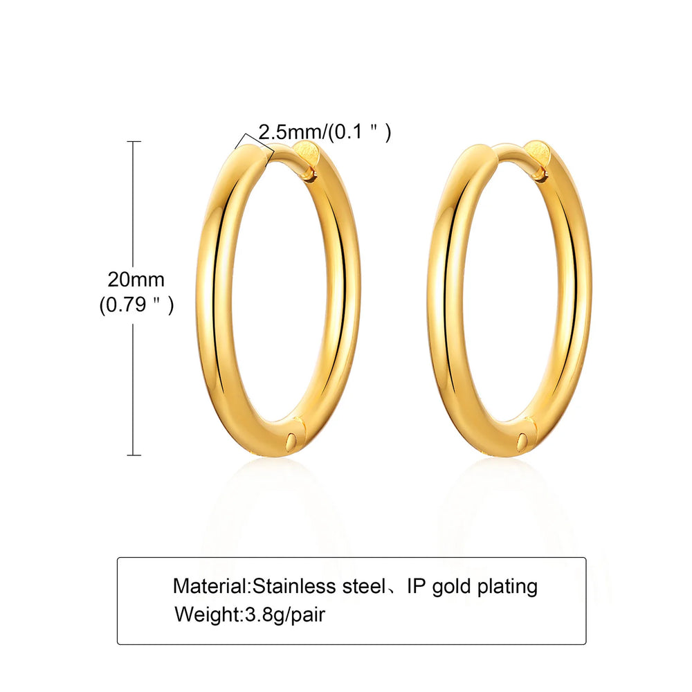 Classic Stainless Steel Hoop Earring for Men Boys | Anti Allergy Metal Huggies Earring detail view