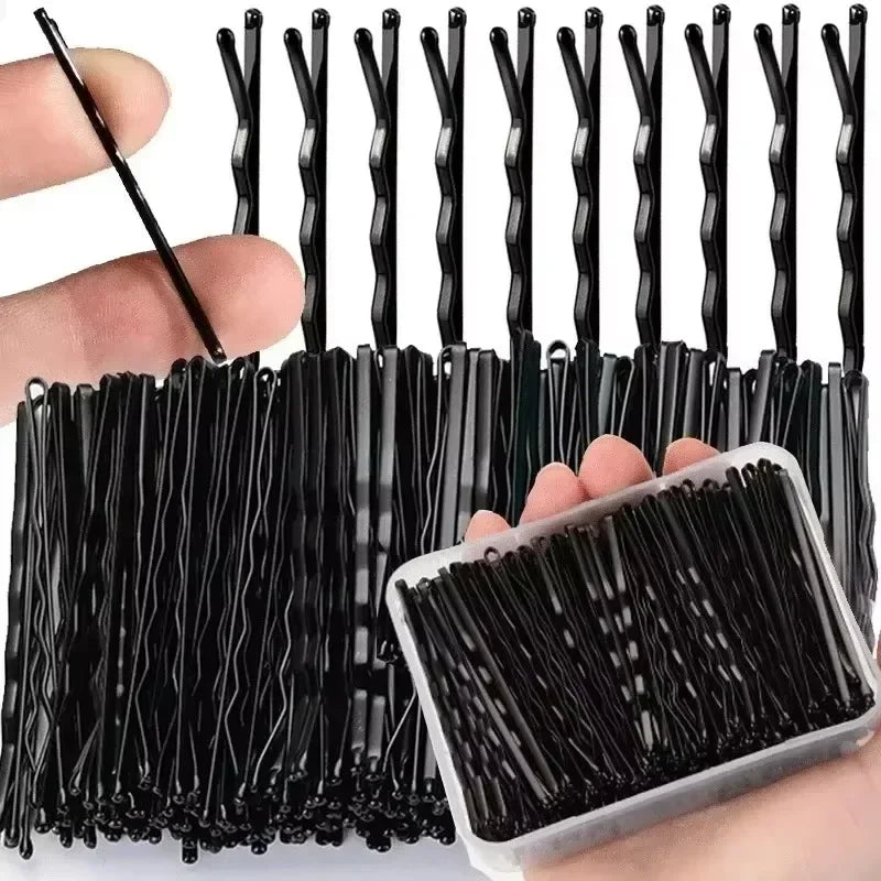 50-600pcs Black Straight Line Hair Clip U-shaped Needle Lady Hairpins Curly Wavy Grip alternate view
