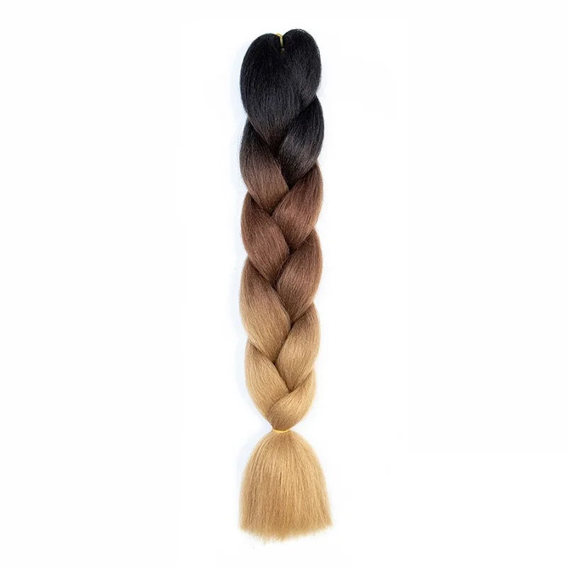 Synthetic 24Inch Jumbo Braids Extensions Long Yaki Straight Braiding Hair Afro Ombr additional angle