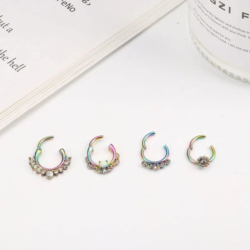 EVISPOL 1-4Pcs 16G Stainless Steel Colourful Septum Nose Ring for Women Men Hypoaller lifestyle view