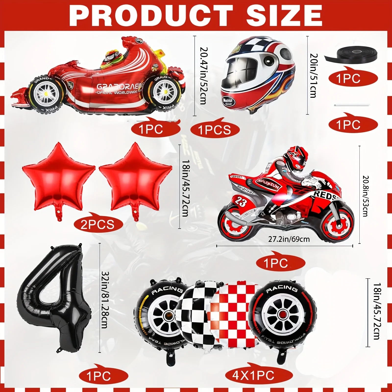 12pcs Racing Car Balloon Birthday Set | Party Decor for Boys alternate view