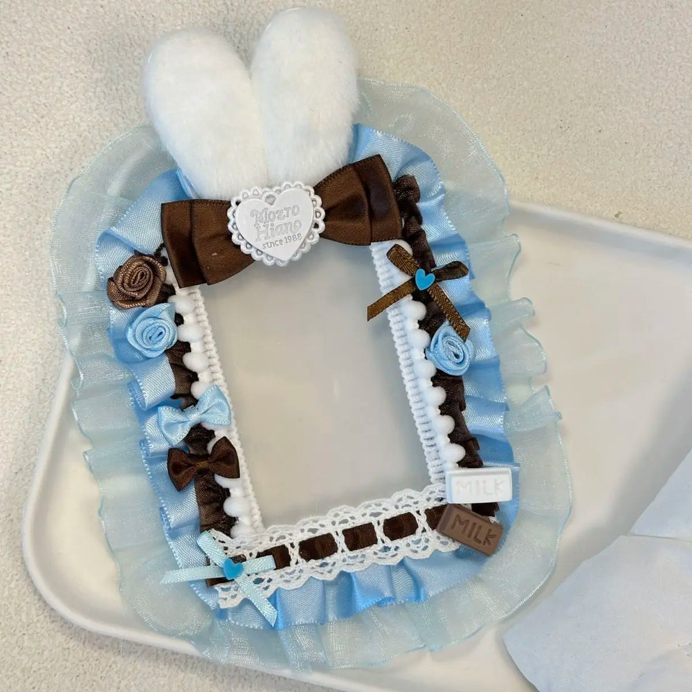 Cute Rabbit Ears Lace Ribbon Badge Holder Itabag Decoration Fill Badge Holder Handmad alternate view