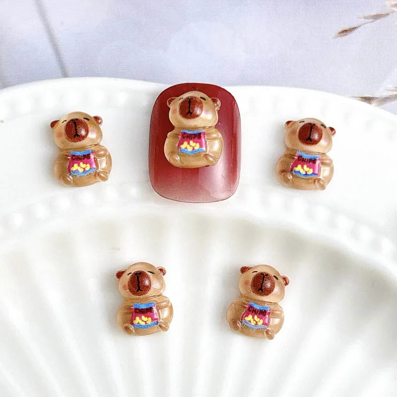 50Pcs Cartoon Cute Resin Capybara Nail Charms Creative Hamster Animal Nail Art Decora alternate view