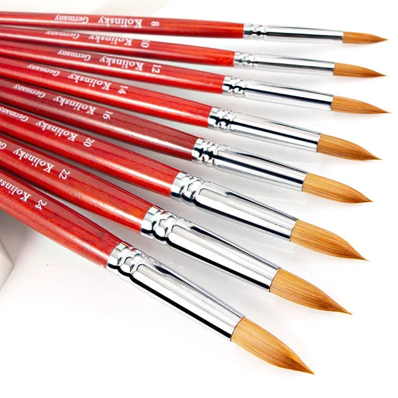 Kolinsky Acrylic Nail Art Brush Wood Handle Nail Art Mink Brush Gel Builder Nail Tools close-up view