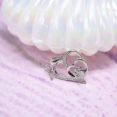 Huitan Sweet Paw Print Shaped Women Pendant Necklace Double Heart Elegant Accessories In detail view