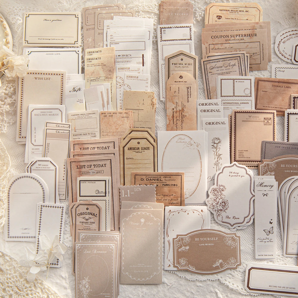 Vintage Label Stickers 30pcs | Retro Scrapbooking and Junk Journal Decor Pack