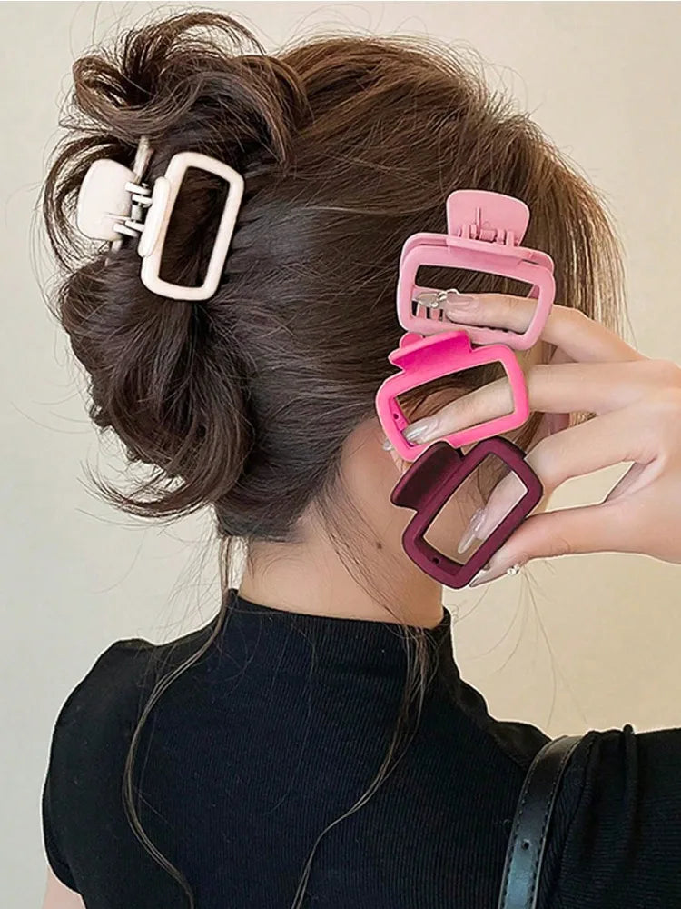 4pcs Women's Square Lightweight Hair Claw Clip Fashionable Elegant Hair Accessory Cli alternate view
