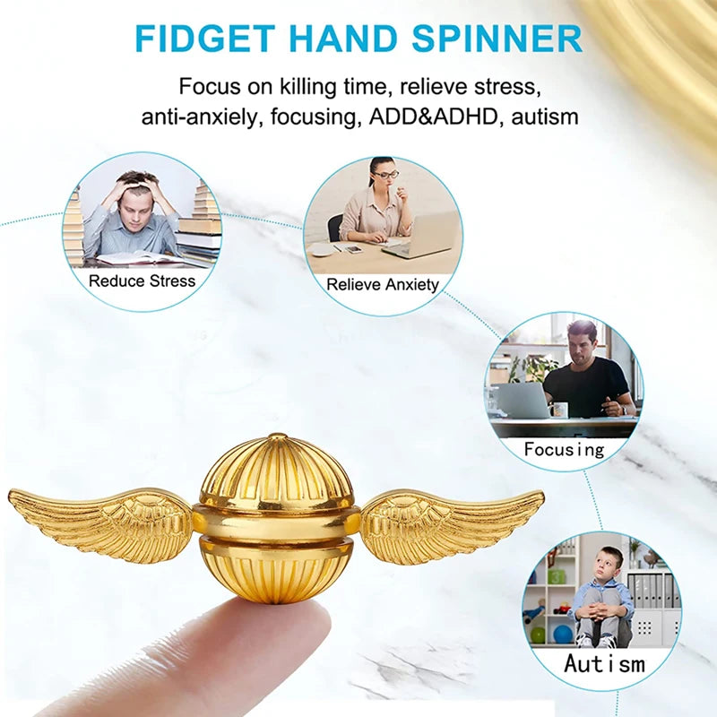 Fingertip Spinning Gyroscope Fidget Spinner | Metal Anti Stress Desk Toy for Adults an close-up view