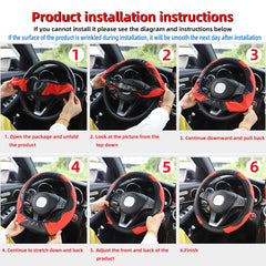 PU Carbon Fiber Leather Car Steering Wheel Cover Without Inner Ring Suitable for 14.5-15 detail view