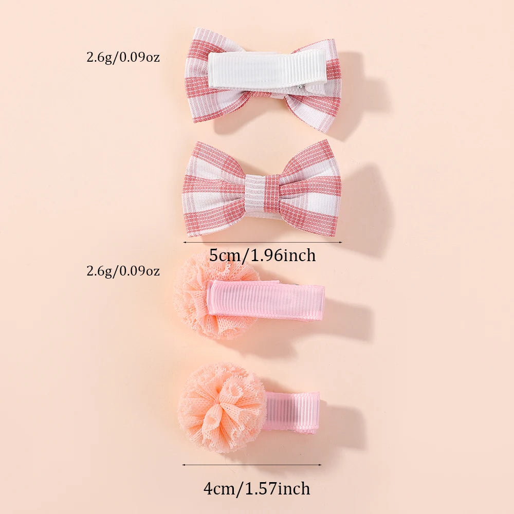 20pcs/set Lovely Kids Bows Hair Clips for Girls Barrette Boutique Full Coverage Fabric close-up view