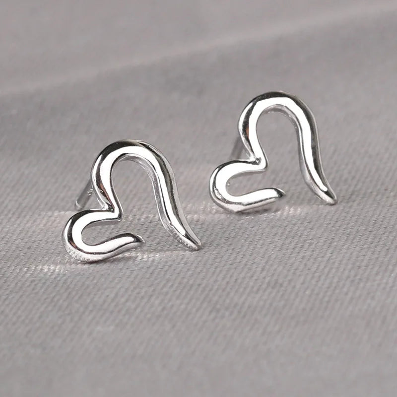 925 Silver Needles Lovely Mini Stud Earrings Women Cute Heart Star Moon Daisy Chris additional angle