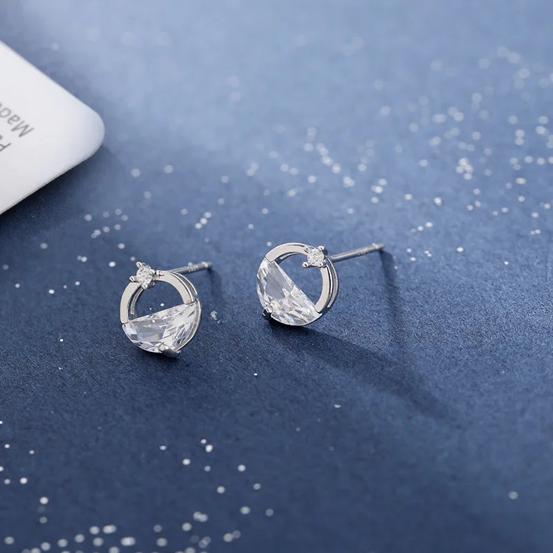 Half Round Natural Sky London Blue Topaz 925 Sterling Silver Spring Water Stud Earr additional angle