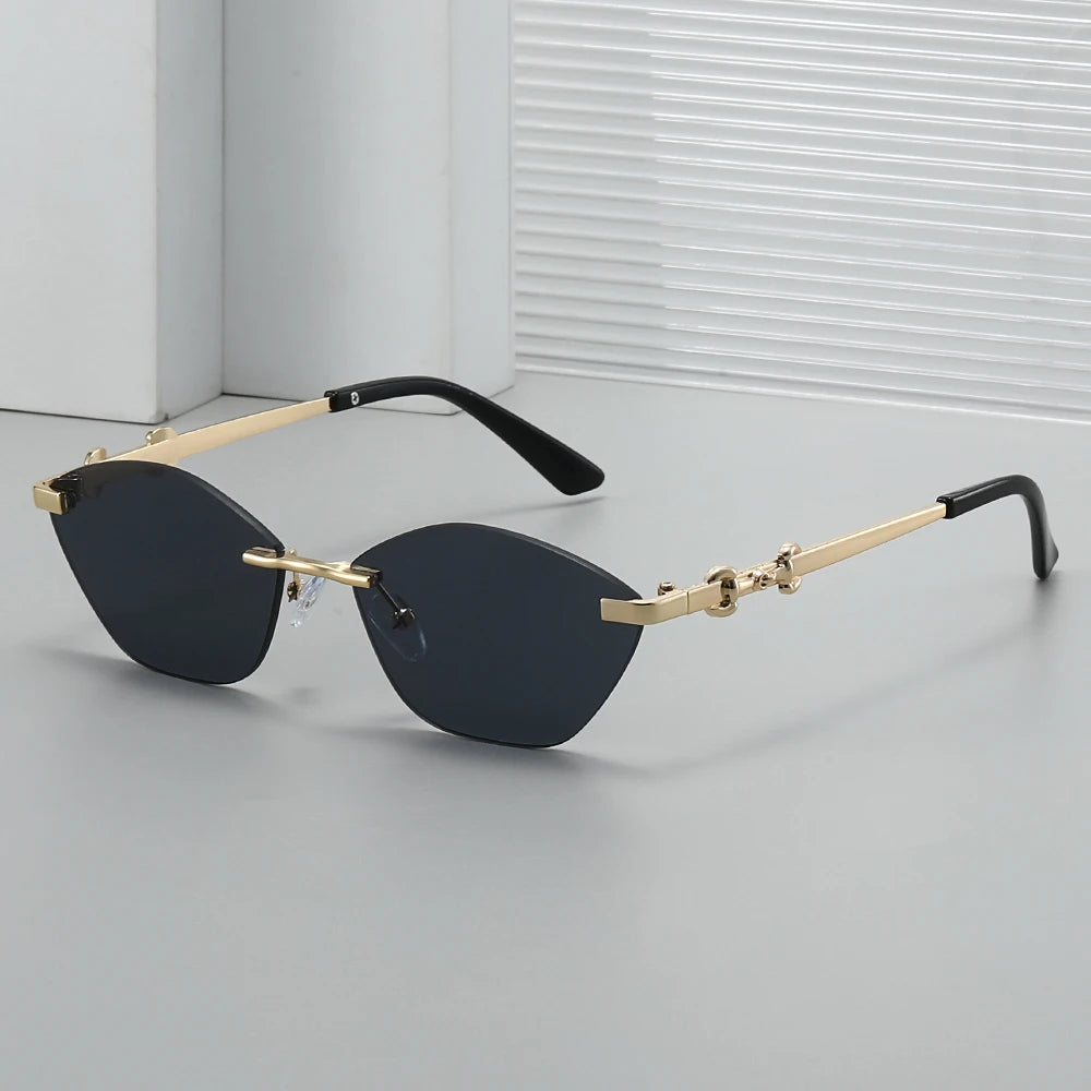 2026 Rimless Sunglasses for Men with Metal Chain Detail | Niche High-End UV Protectio alternate view