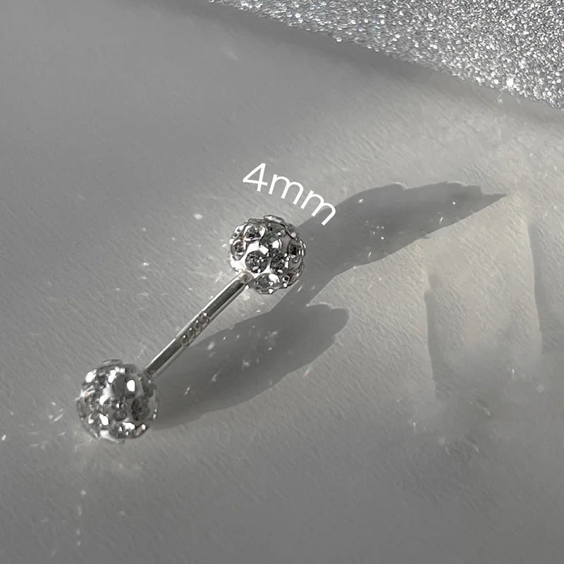 1 Pc Stainless Steel Unisex Women Men Round Crystal Zircon Ear Studs Earrings 4 Prong Tr detail view