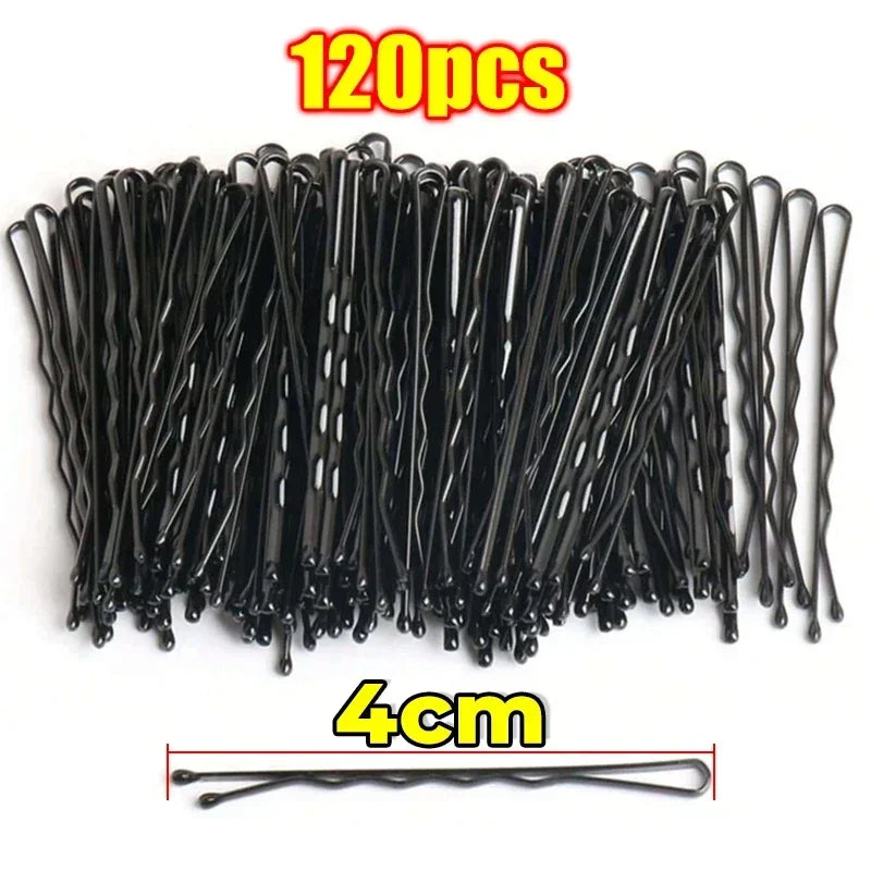 60/600pcs Black Straight Line Hair Clip U-shaped Needle Lady Hairpins Curly Wavy Grip alternate view