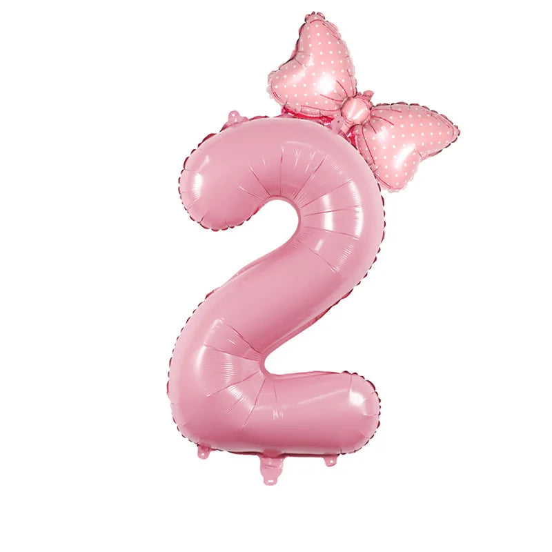 Number Foil Balloon Set with Bows | Birthday Party Decor alternate view
