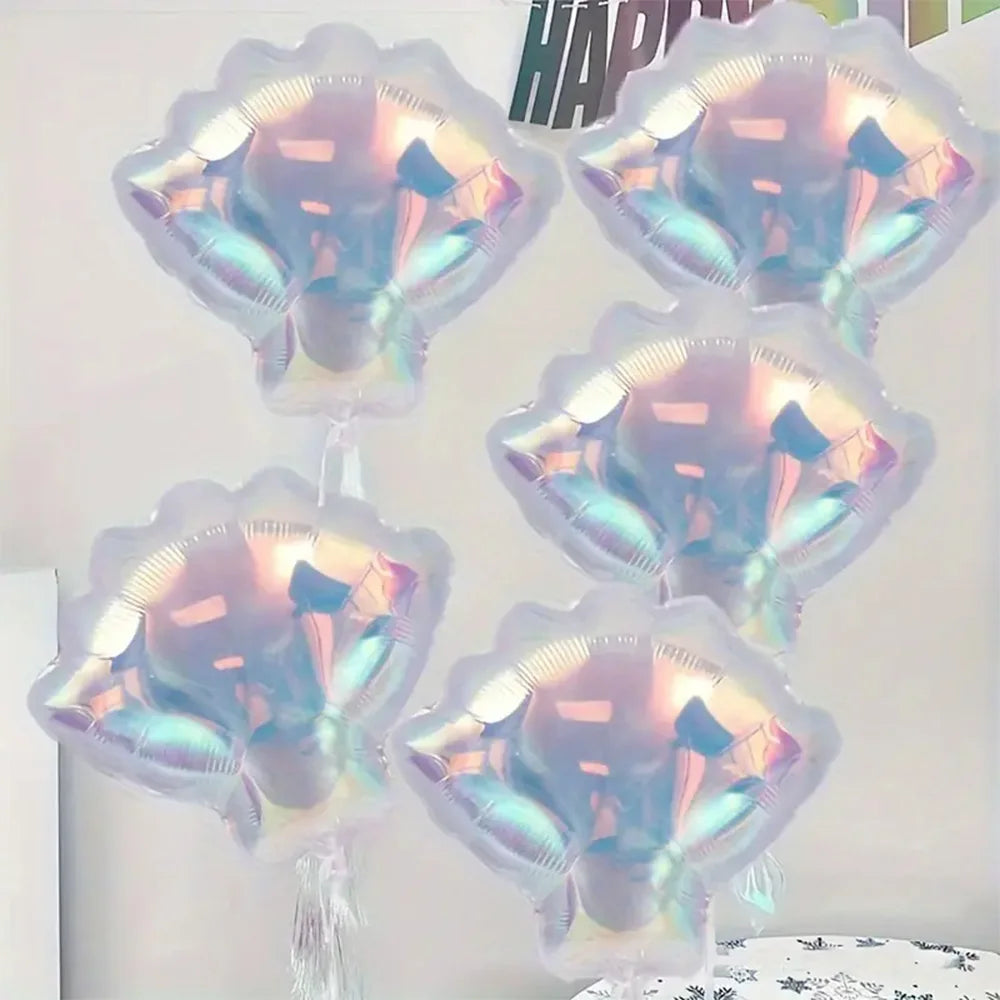 4-Pack Colorful Shell-Shaped Aluminum Foil Balloons | Ocean-Themed Party Decor alternate view