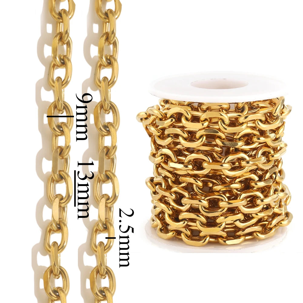 1 Meter Stainless Steel Chain Gold Silver DIY Jewelry Making Chain Necklace Bracelet C close-up view