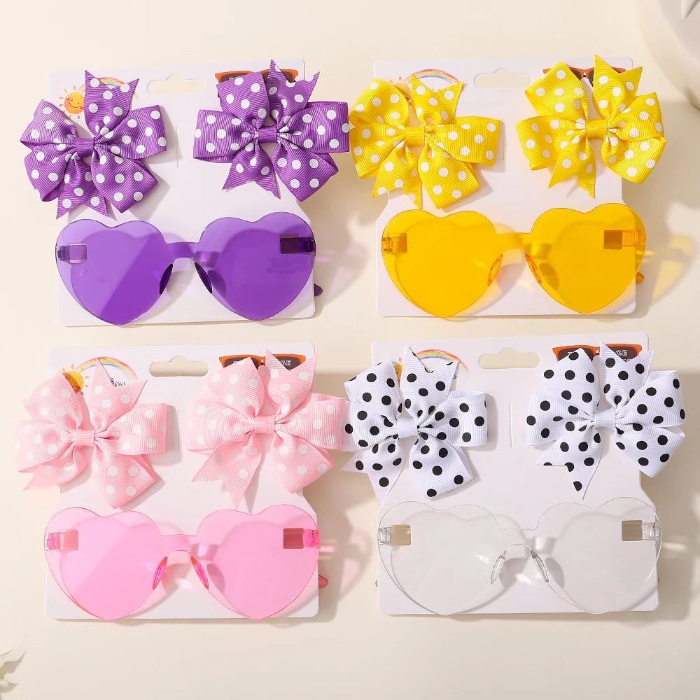 3Pcs/Pack Solid Dot Hair Bows Clip Girls Boutique Bowknot Hair Clips Kids Colorful He lifestyle view