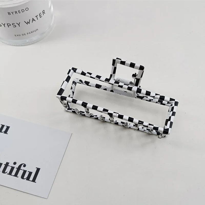 GoldHollow Geometric Hair Clips Metal Hair Claw Cross Hairclip Headband Hairpin Sliver close-up view