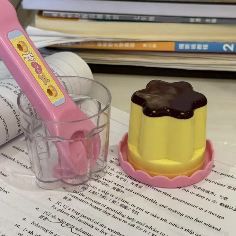 Feeding Pudding Set | Cute Pink Jelly Strawberry Desktop Ornament Toy detail view