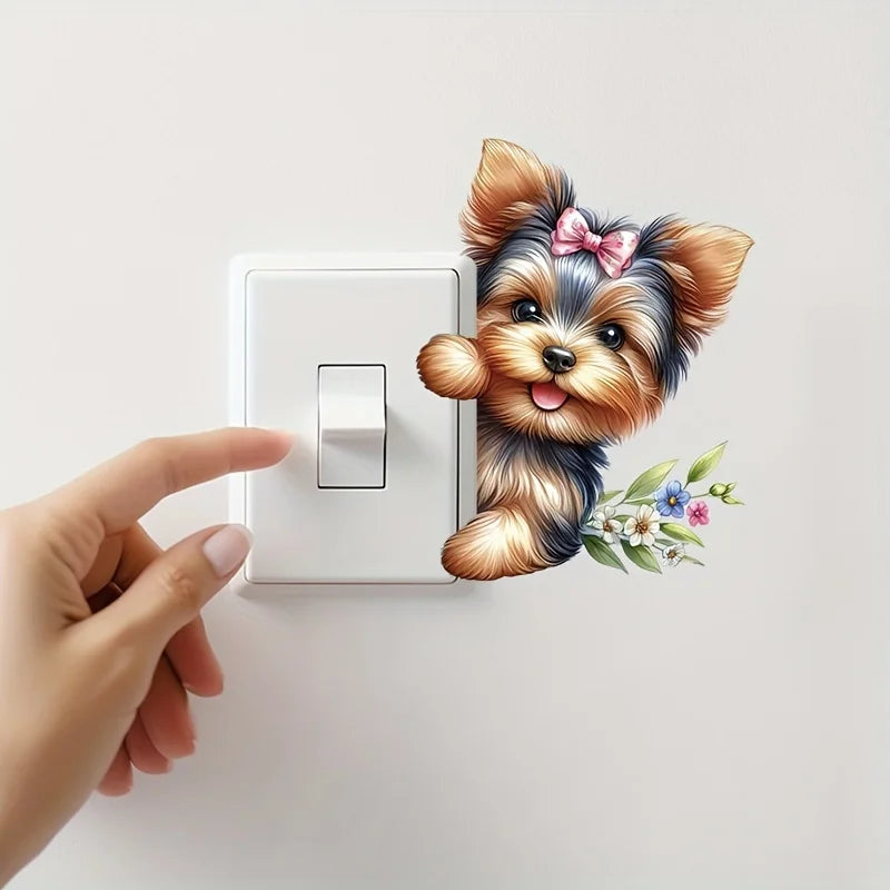 Cute Puppy Stickers for Room Decor | Removable Wall Decals close-up view