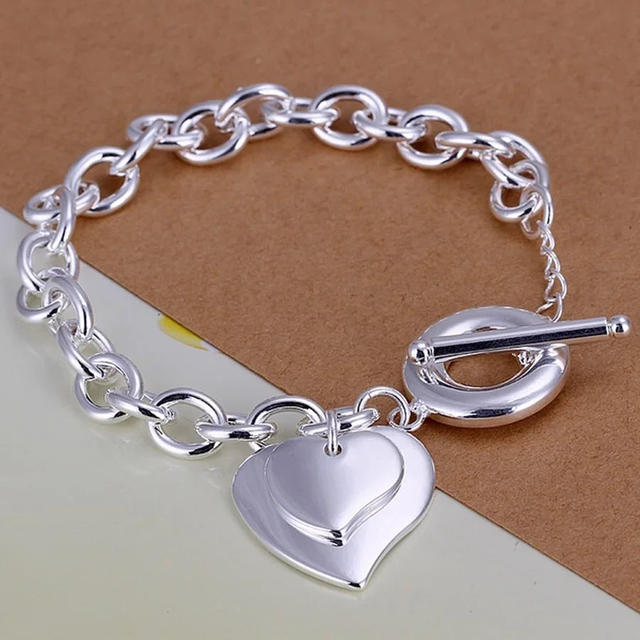 Fine 925 Sterling Silver Noble Nice Chain Solid Bracelet for Women Men Charms Party G lifestyle view