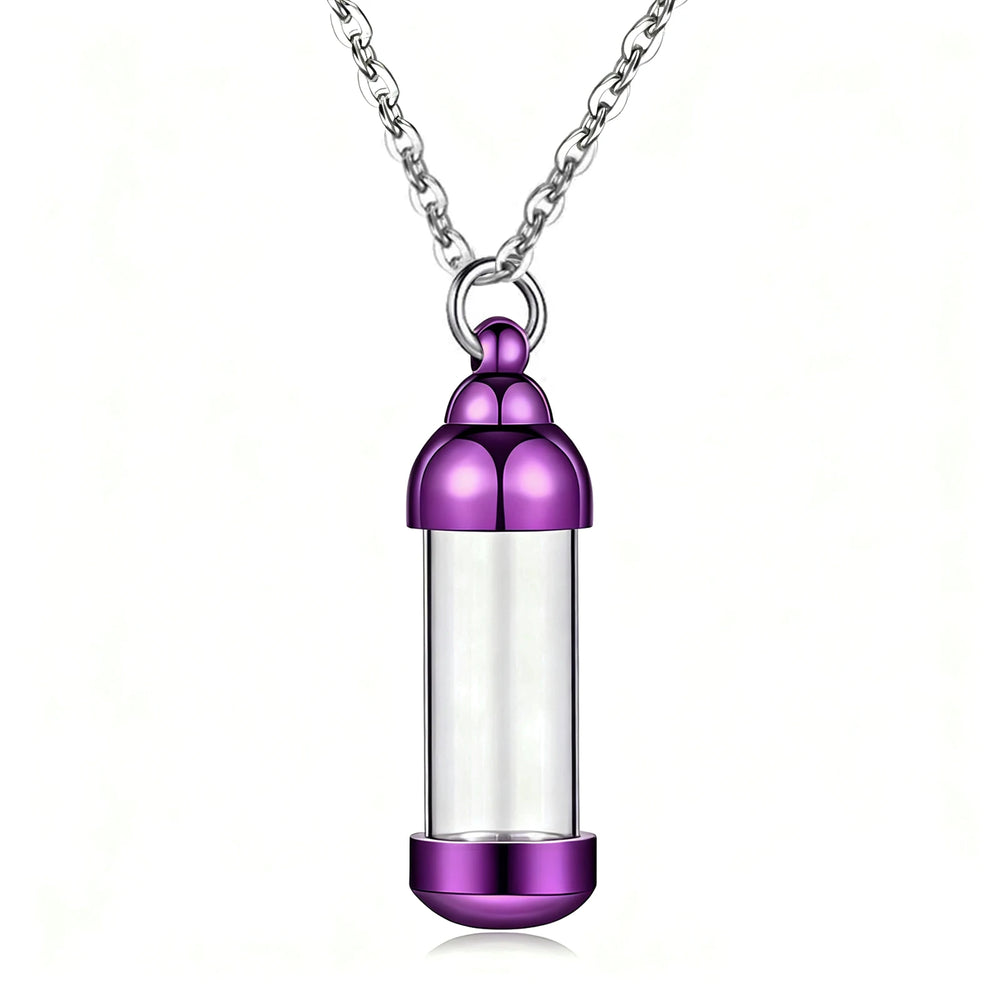 Vial Necklace for Ashes Small Glass Cremation Urn Container That Holds Fur Hair Pet Ash detail view