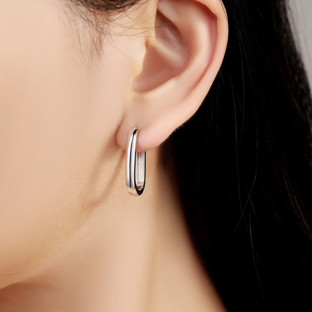 925 Sterling Silver Simple Versatile Earrings Jewelry Versatile Hoop Earrings For Women detail view