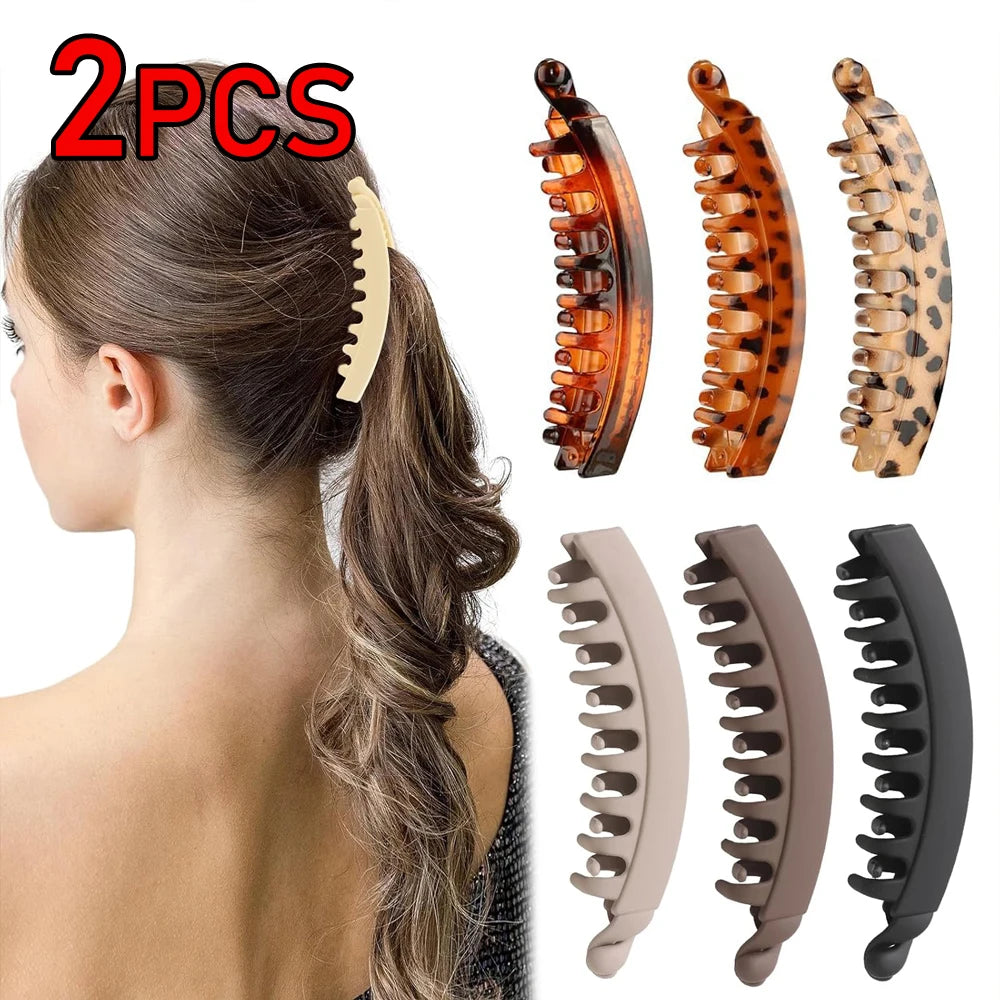 Tortoiseshell Banana Hair Clip Fish Shaped Hairpin Strong Grip Non-Slip Hair Claws Hairgrips Twist Clamp Ponytail Barrettes