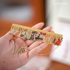 Chaoyu Ancient Style Famous Paintings Metal Bookmark Classical Chinese Style Book Page close-up view