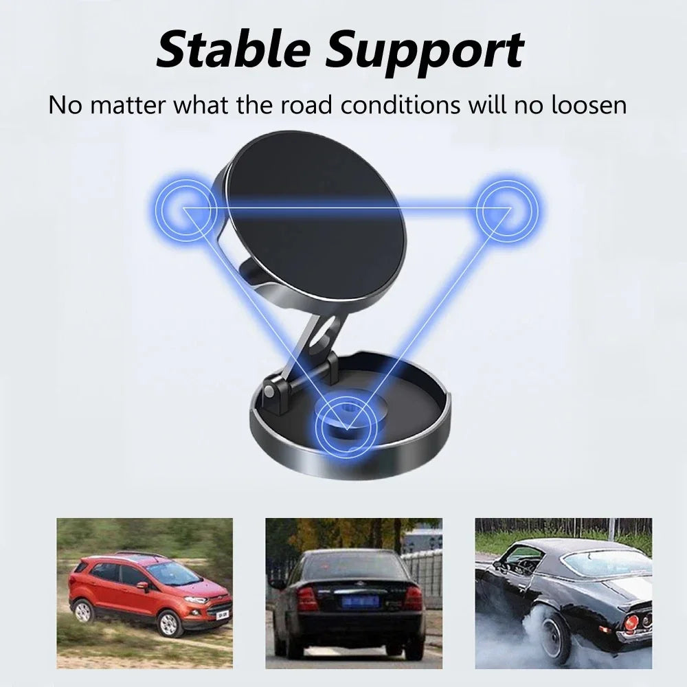 Car Mobile Phone Stand Strong Magnetic Car Holder 720° Foldable Round Bracket Support for Universal Phones Mount Holders