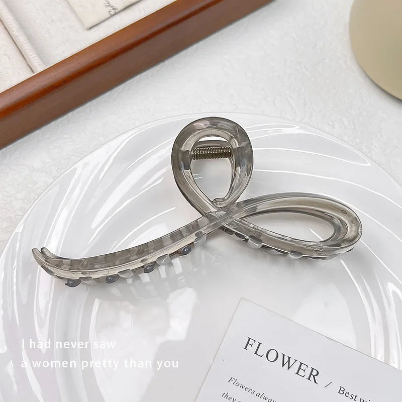Elegant Jelly Color Bow Hair Claw For Women Girls Sweet Hair Ornament Back Headband H lifestyle view