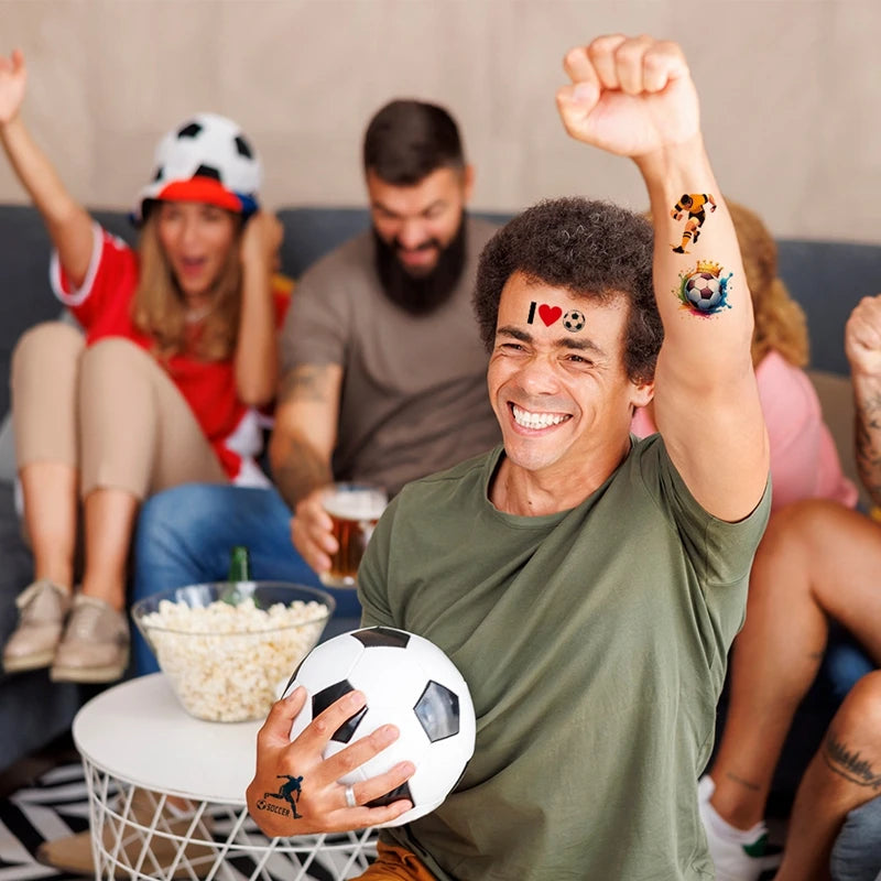 10pcs Soccer Temporary Tattoo Stickers Kids Boys Birthday Party Favors Sport Football lifestyle view