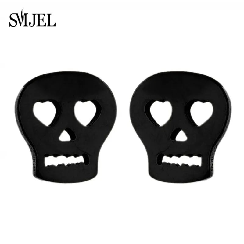Punk Halloween Earring Black Stainless Steel Ghost Pirate Skull Stud Earrings Women M alternate view