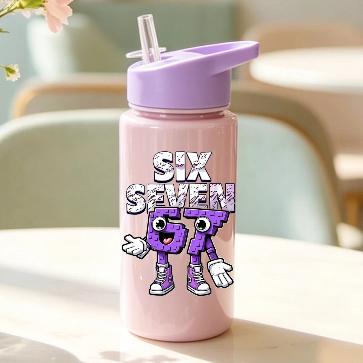 1 Piece 500ml (17 fl oz) 67 Printed Straw Cup, Summer Water Bottle, BPA Free, Portabl lifestyle view