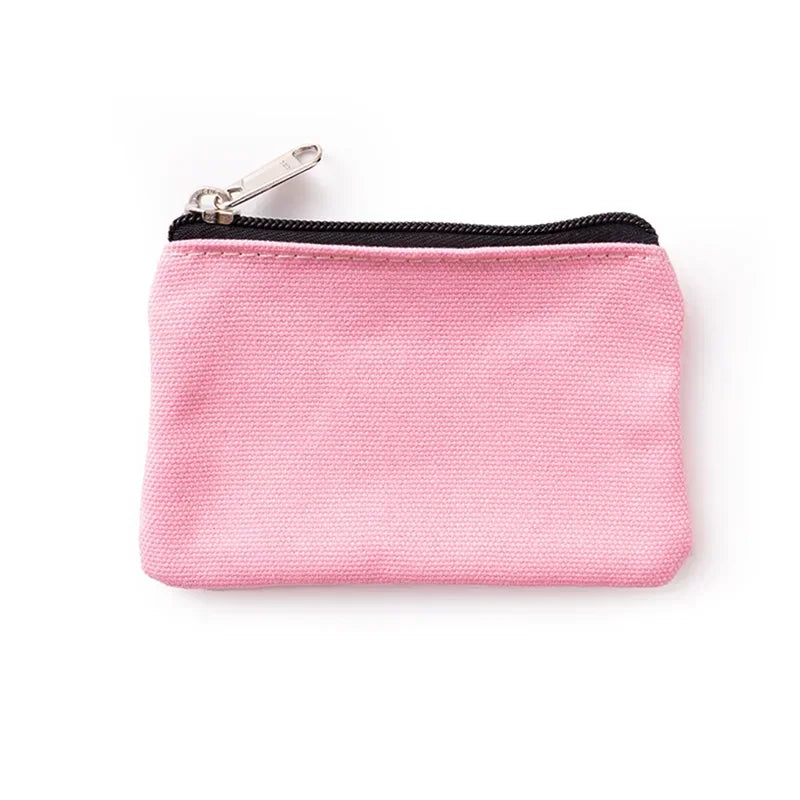 Solid Color Canvas Zipper Coin Purse | Mini Money Pouch for Women Men alternate view