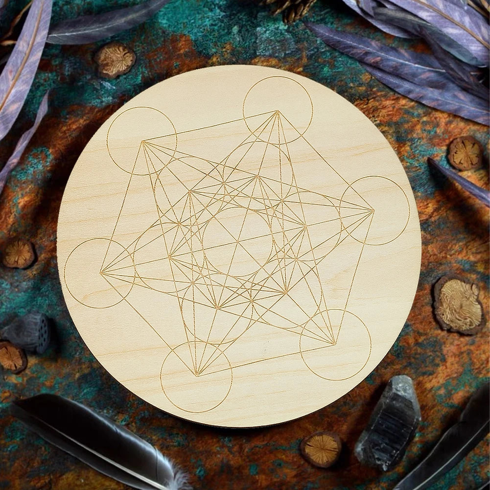 15cm Crystal Lattice Ouija Board | Laser Engraved Metatron Sacred Geometric Wooden Pl lifestyle view