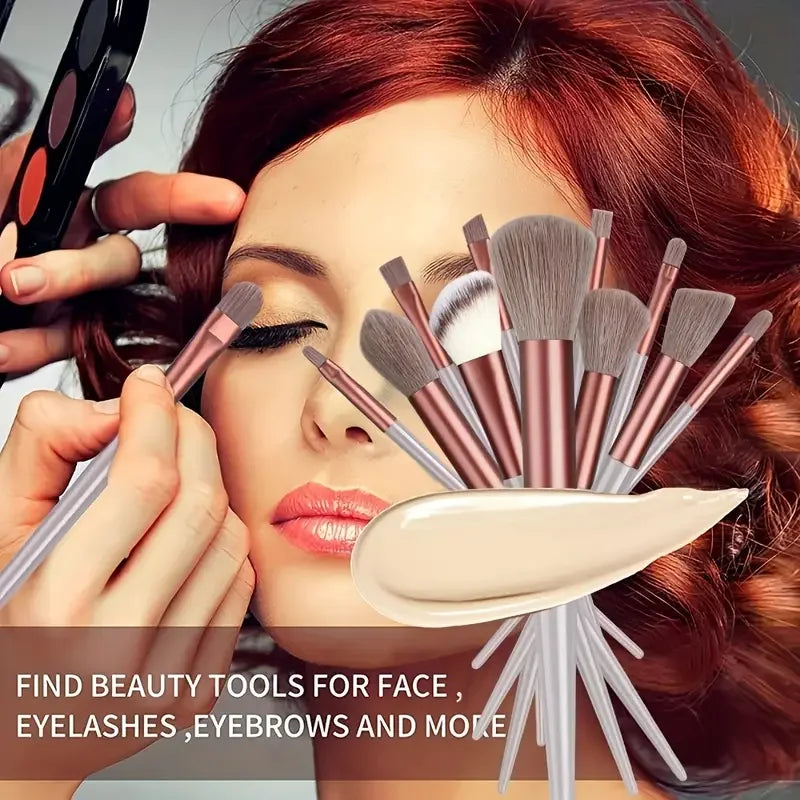 13-Piece Makeup Brush Set | Complete Eye Shadow, Concealer & Powder Brush Kit additional angle