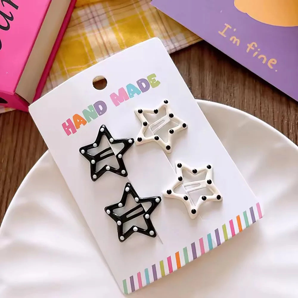 Vintage Dot Metal Hair Clips Set