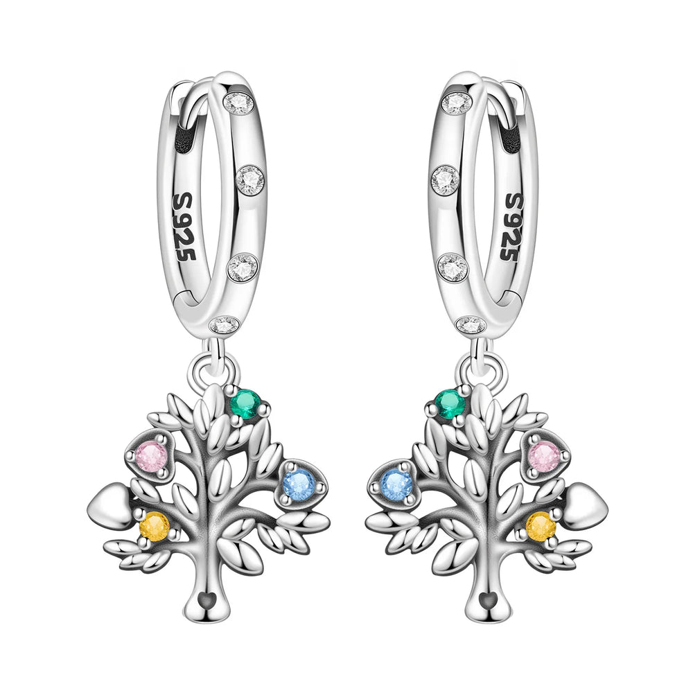 925 Sterling Silver Purple Flowers Plants Leaf Series Blue Iris Flower Earring Hoop additional angle