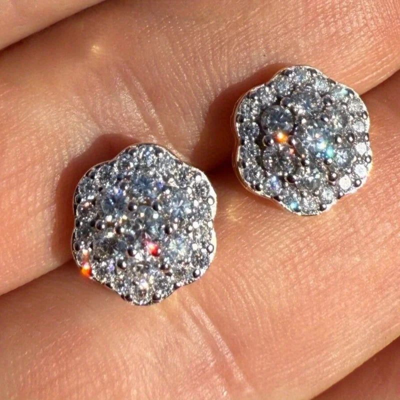 Square Cubic Zirconia Stud Earrings | Vintage Style for Women and Men lifestyle view