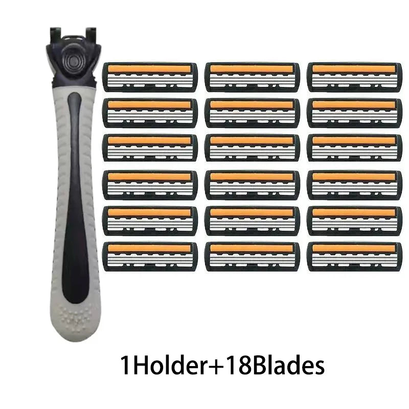 Men's Manual Shaver with 3-Layer Stainless Steel Razor Blades, Compact Shaver with Scratch Resistance, Precision Shaving